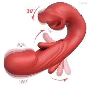 Buy 3-in-1 Dildo Vibrator – Tongue Licking G-Spot & Clitoral Stimulator, 7 Modes in Lebanon — Vexa Store